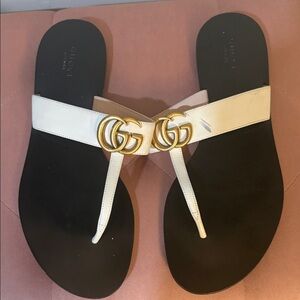 Gucci Cream and Gold Sandals